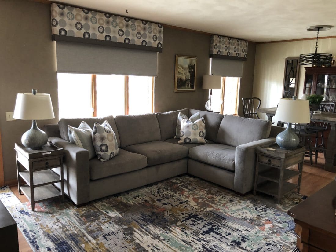 gray living room design by JSB Designs
