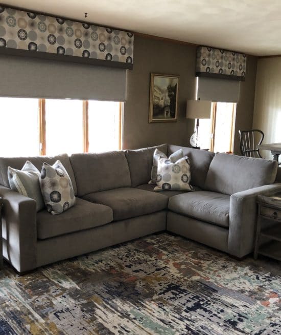 gray living room design by JSB Designs