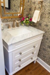 Powder room redesign with stunning wallpaper